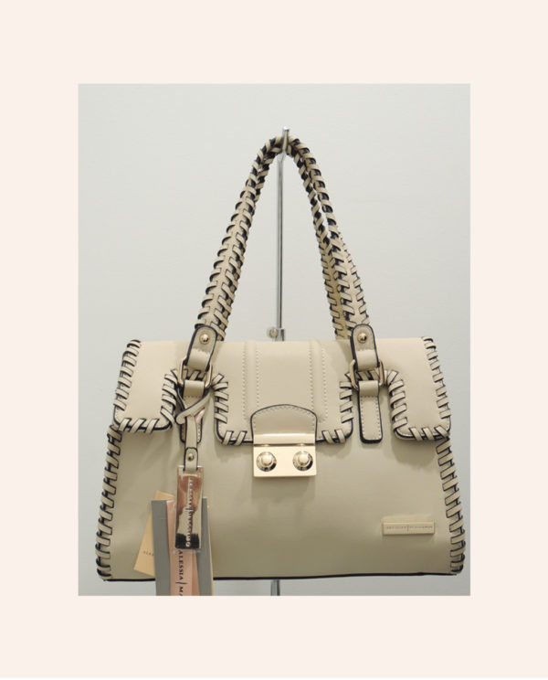 Shopping Bag Pelle Beige Alessia Massimo